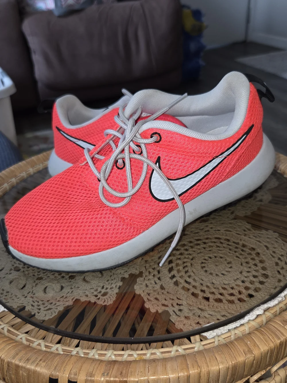 Nike Kids Coral-Pink Mesh Sneakers with White Swoosh